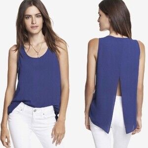 Express navy blue split back tank size small